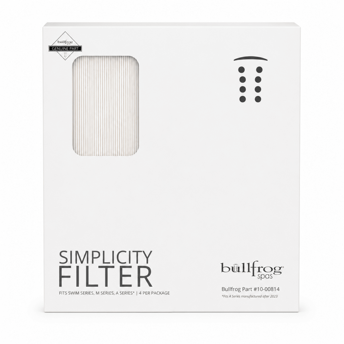 Bullfrog Spas Simplicity Flat Filters – 4 Pack | M Series, Swim Series & 2023+ A Series - Southern Leisure Spas & Wellness