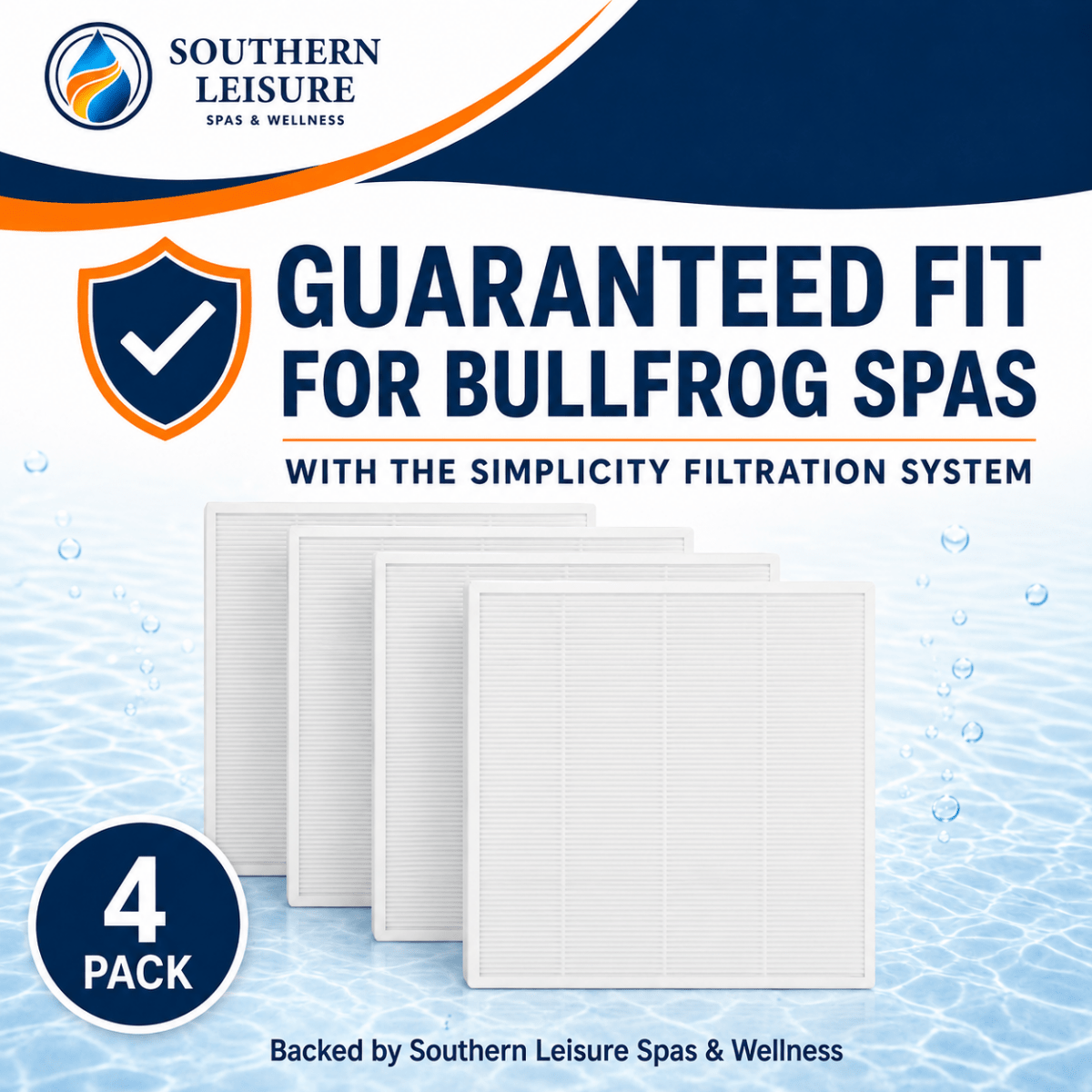 Compatible Flat Filters for Bullfrog Simplicity System – 4 Pack - Southern Leisure Spas & Wellness